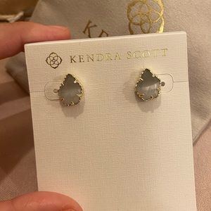Kendra Scott Tessa Gold Earrings In Slate Cats Eye